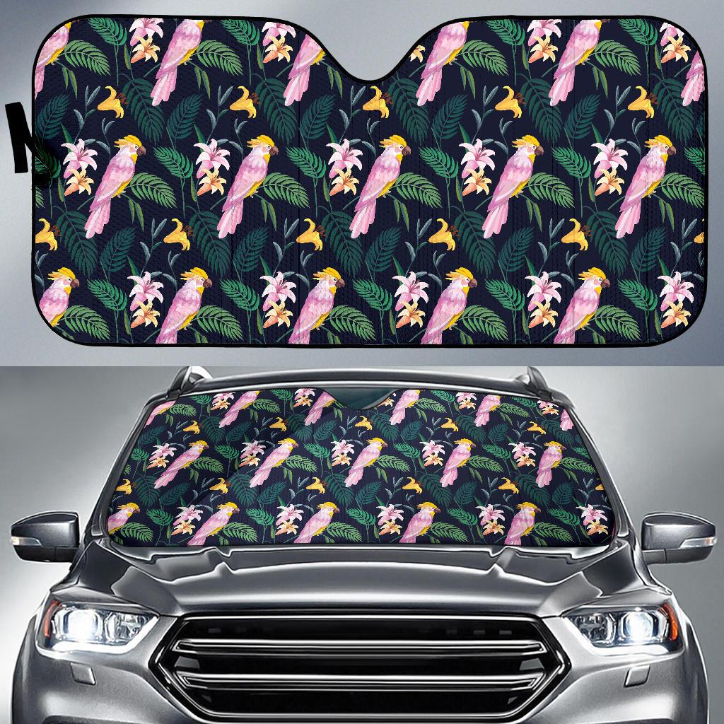 Cockatoo Pattern Print Design 03 Car Sun Shade-JORJUNE.COM