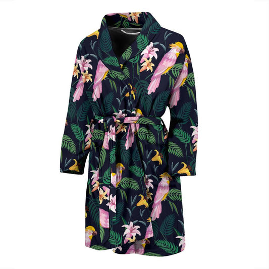 Cockatoo Pattern Print Design 03 Men Bathrobe-JORJUNE.COM