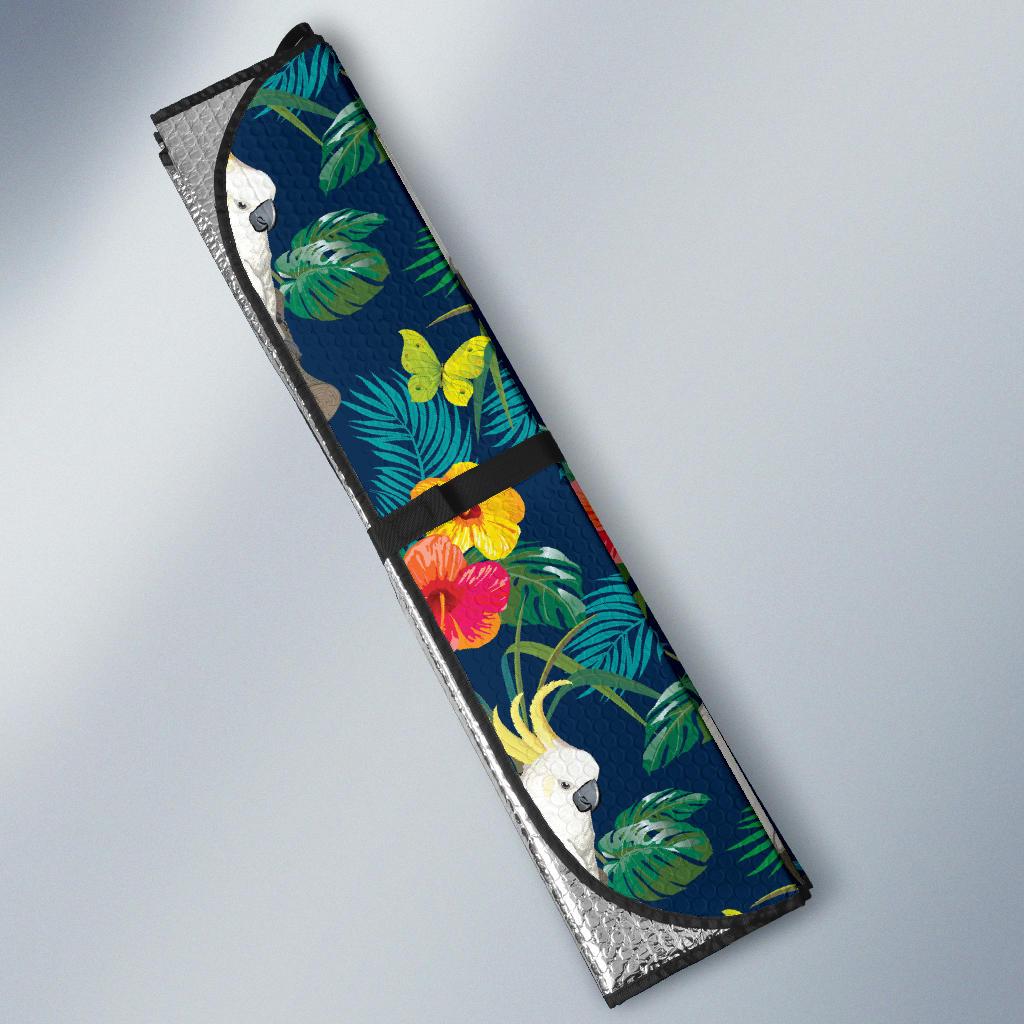 Cockatoo Tropical Pattern Print Design 02 Car Sun Shade-JORJUNE.COM