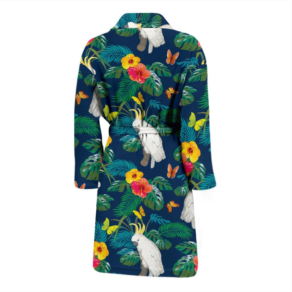 Cockatoo Tropical Pattern Print Design 02 Men Bathrobe-JORJUNE.COM