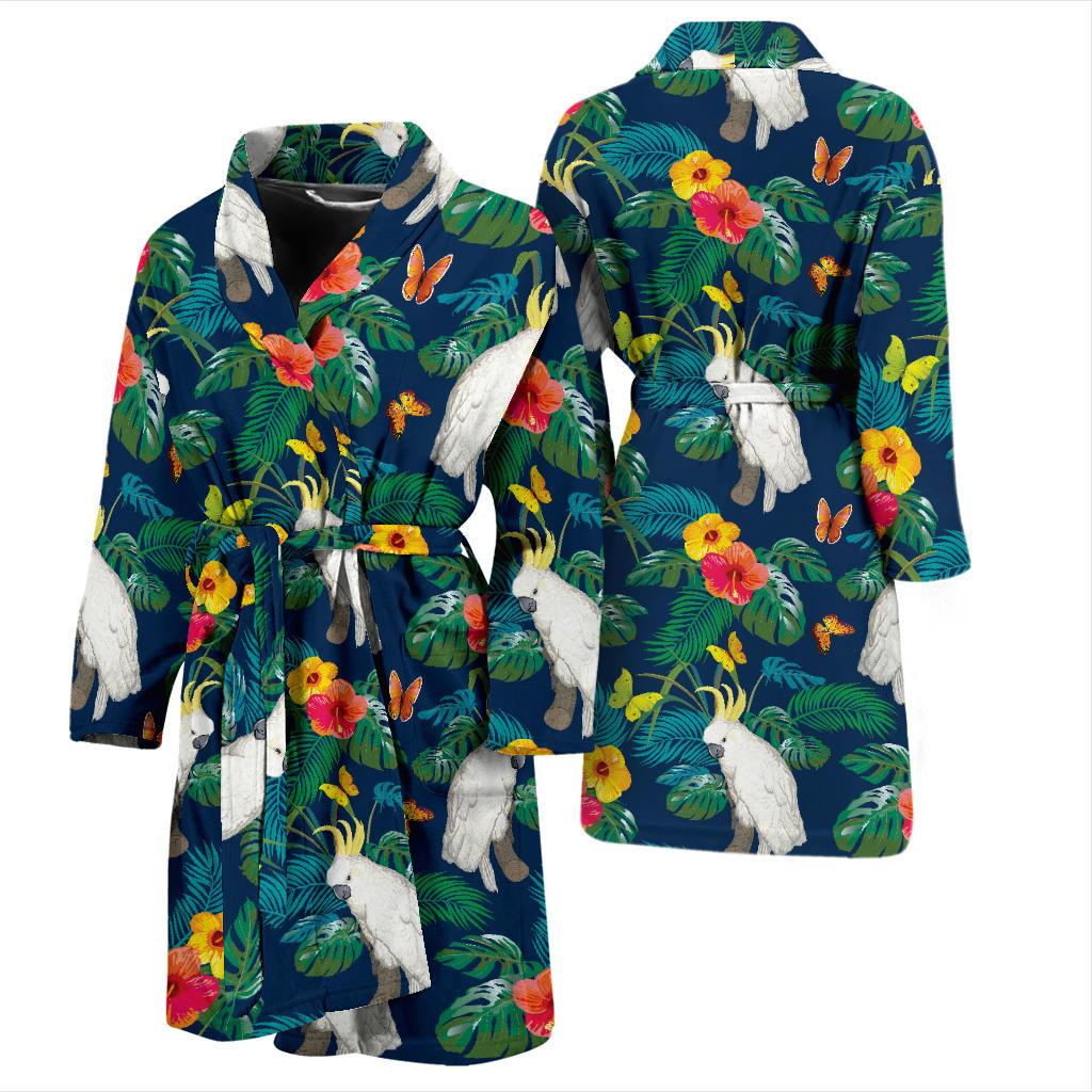 Cockatoo Tropical Pattern Print Design 02 Men Bathrobe-JORJUNE.COM