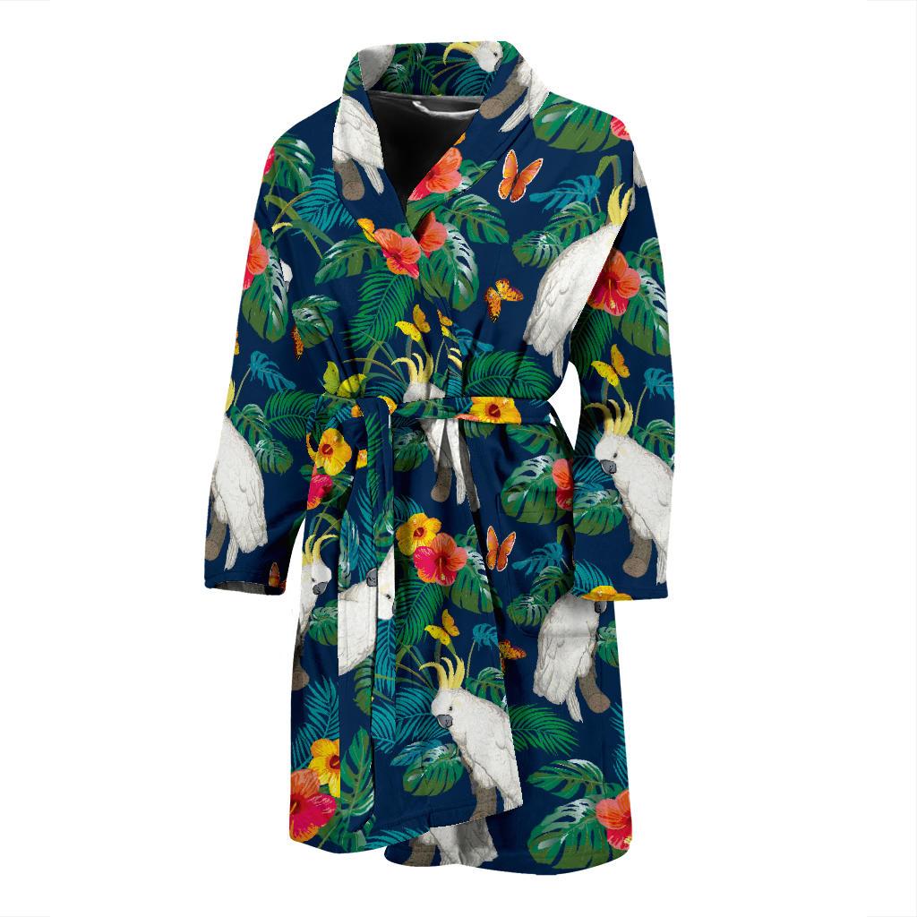 Cockatoo Tropical Pattern Print Design 02 Men Bathrobe-JORJUNE.COM
