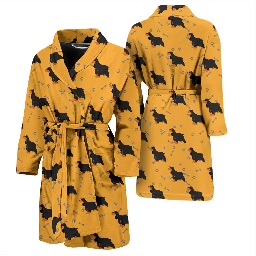 Cocker Pattern Print Design 01 Men Bathrobe-JORJUNE.COM