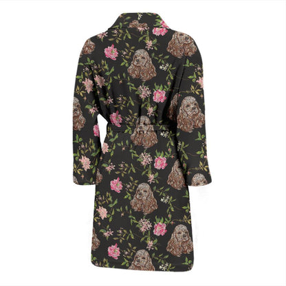 Cocker Pattern Print Design 03 Men Bathrobe-JORJUNE.COM