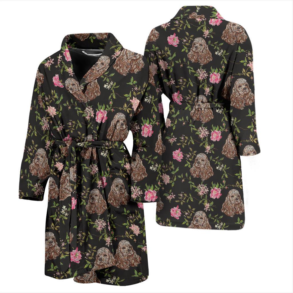 Cocker Pattern Print Design 03 Men Bathrobe-JORJUNE.COM