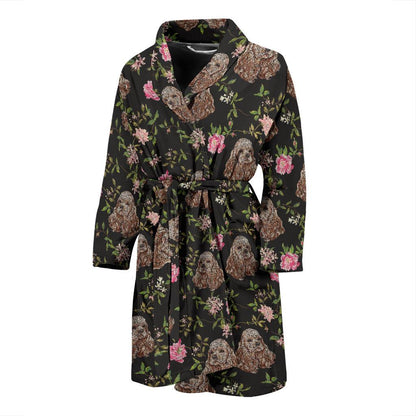 Cocker Pattern Print Design 03 Men Bathrobe-JORJUNE.COM