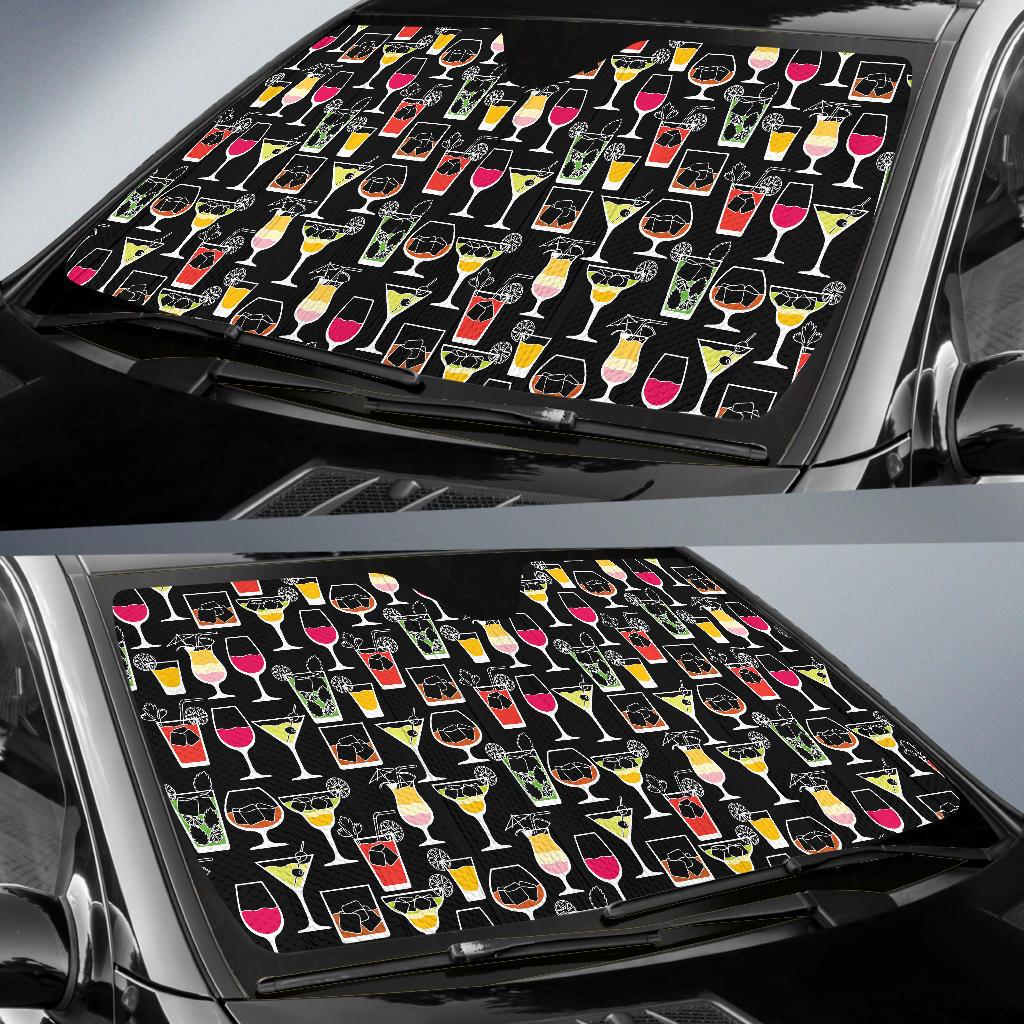 Cocktail Pattern Print Design 01 Car Sun Shade-JORJUNE.COM