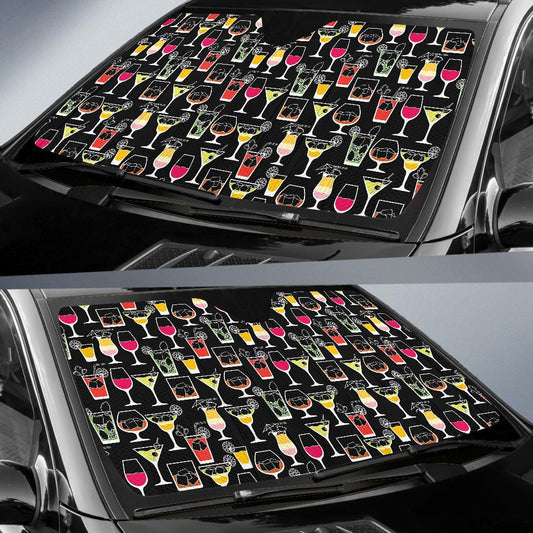 Cocktail Pattern Print Design 01 Car Sun Shade-JORJUNE.COM