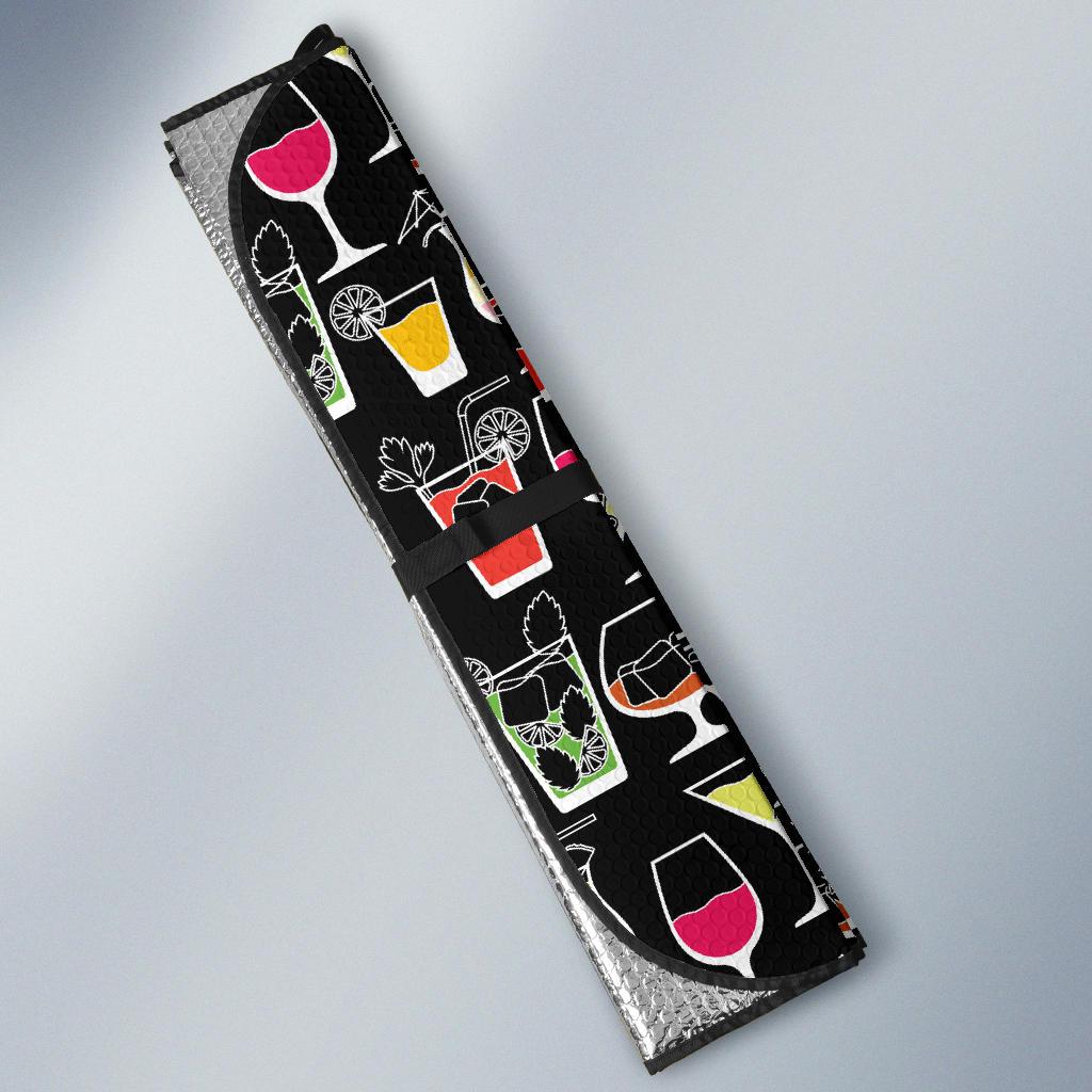 Cocktail Pattern Print Design 01 Car Sun Shade-JORJUNE.COM
