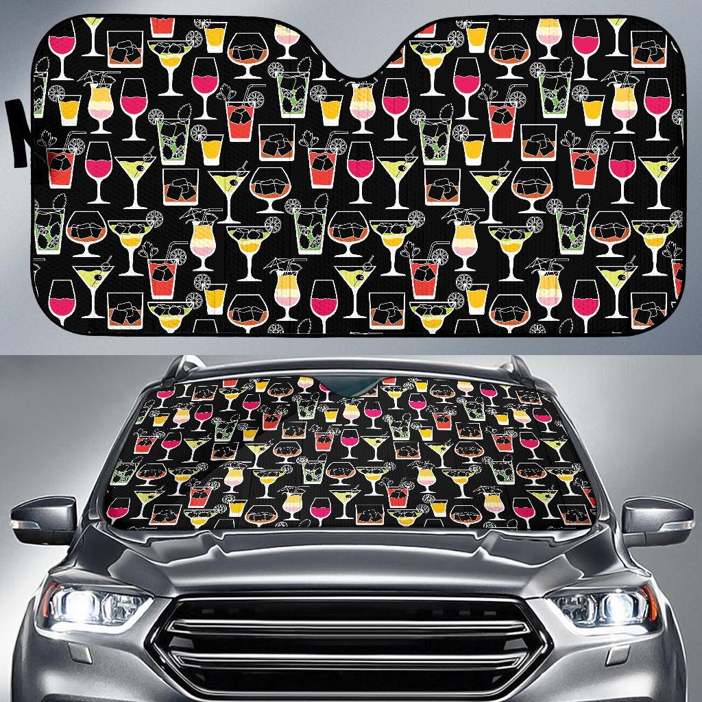 Cocktail Pattern Print Design 01 Car Sun Shade-JORJUNE.COM