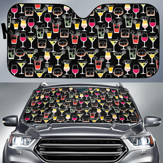 Cocktail Pattern Print Design 01 Car Sun Shade-JORJUNE.COM