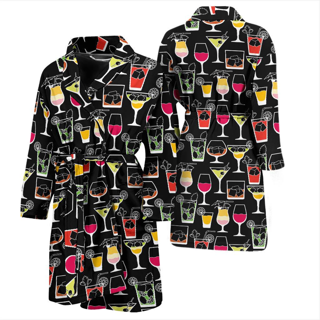 Cocktail Pattern Print Design 01 Men Bathrobe-JORJUNE.COM