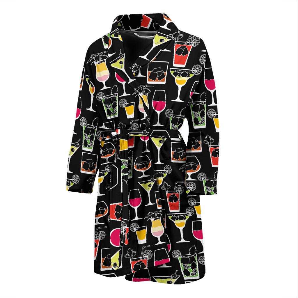 Cocktail Pattern Print Design 01 Men Bathrobe-JORJUNE.COM