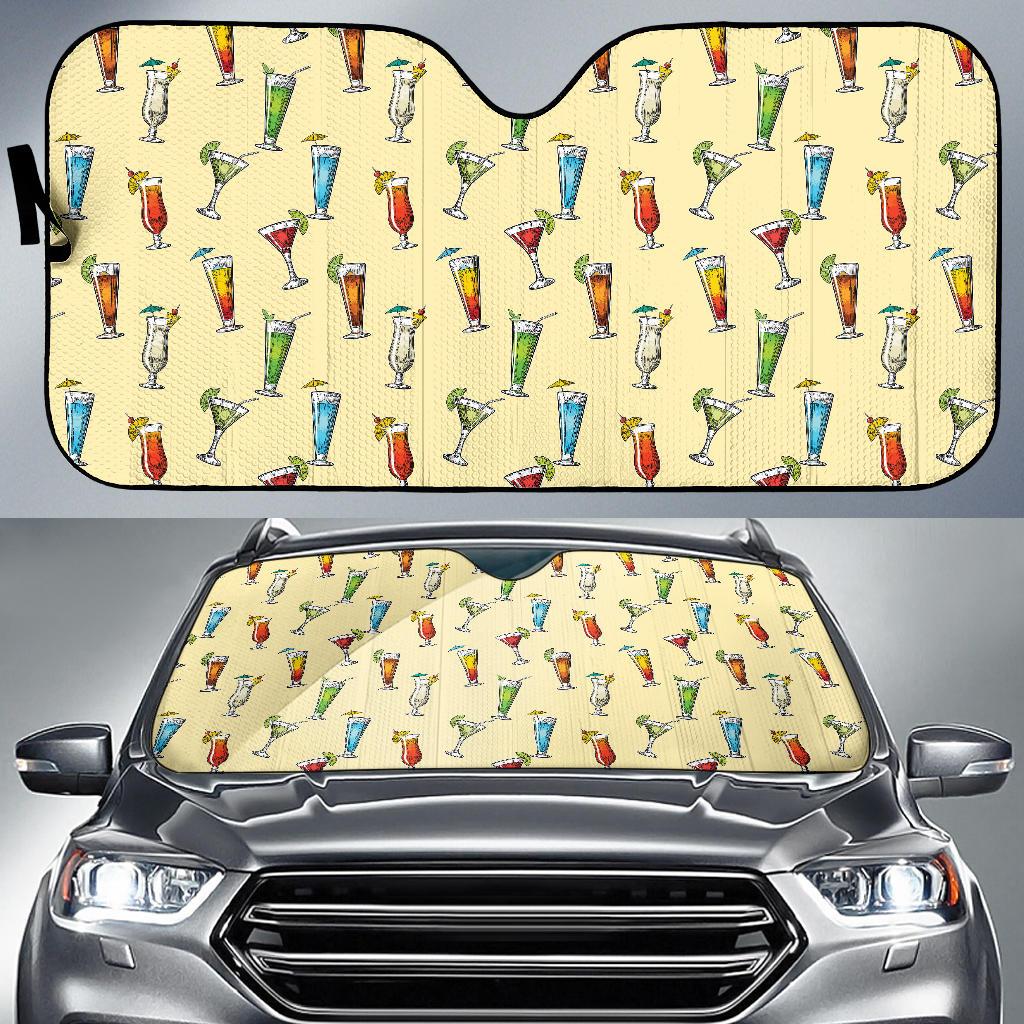 Cocktail Pattern Print Design 02 Car Sun Shade-JORJUNE.COM