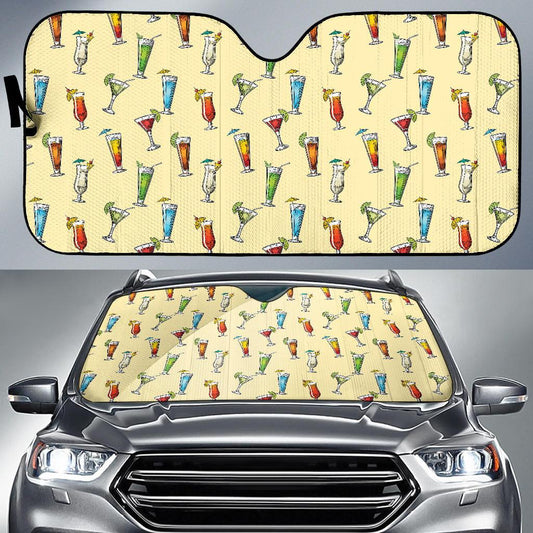 Cocktail Pattern Print Design 02 Car Sun Shade-JORJUNE.COM