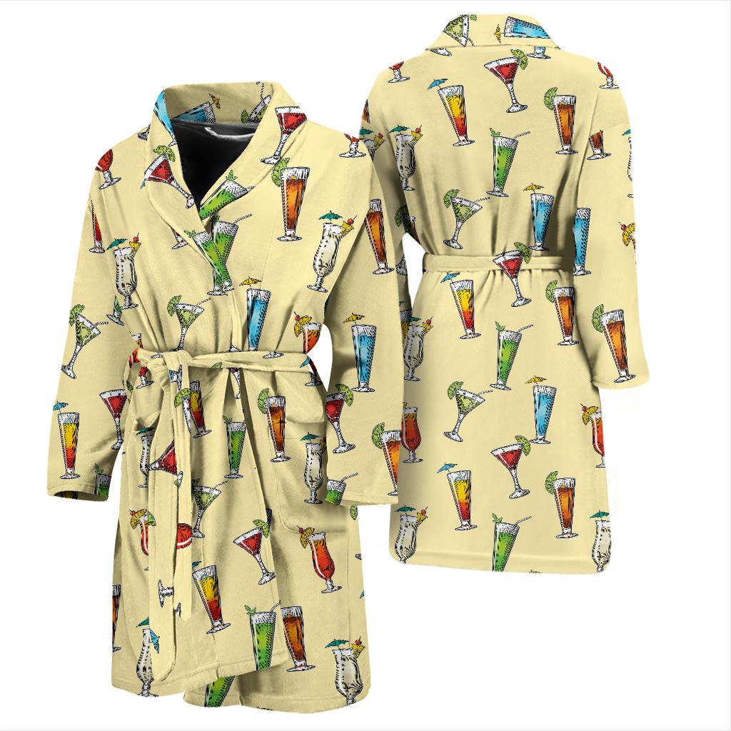 Cocktail Pattern Print Design 02 Men Bathrobe-JORJUNE.COM