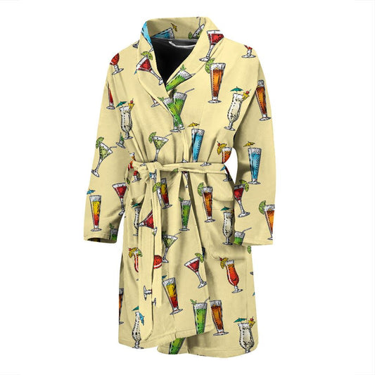 Cocktail Pattern Print Design 02 Men Bathrobe-JORJUNE.COM