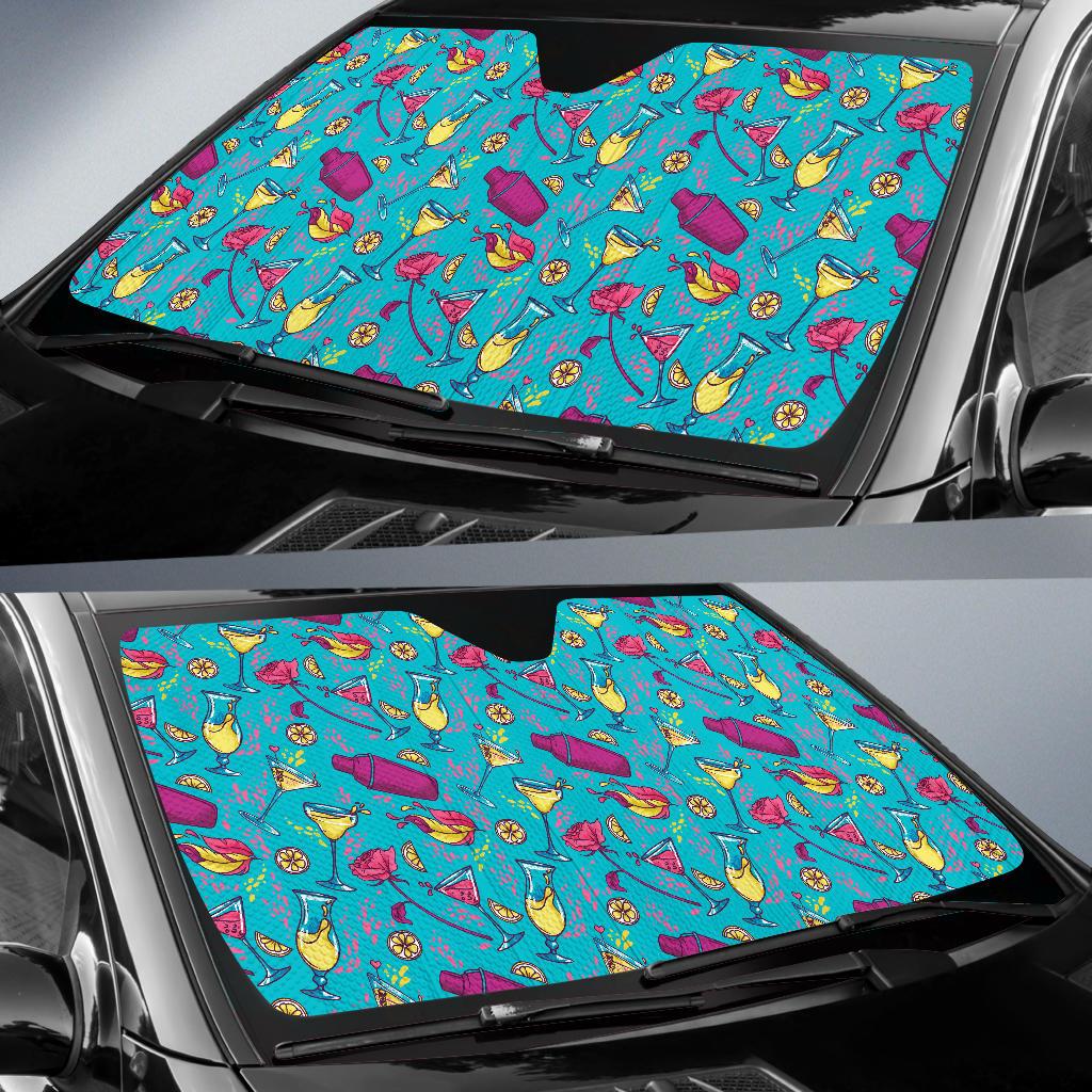 Cocktail Pattern Print Design 03 Car Sun Shade-JORJUNE.COM