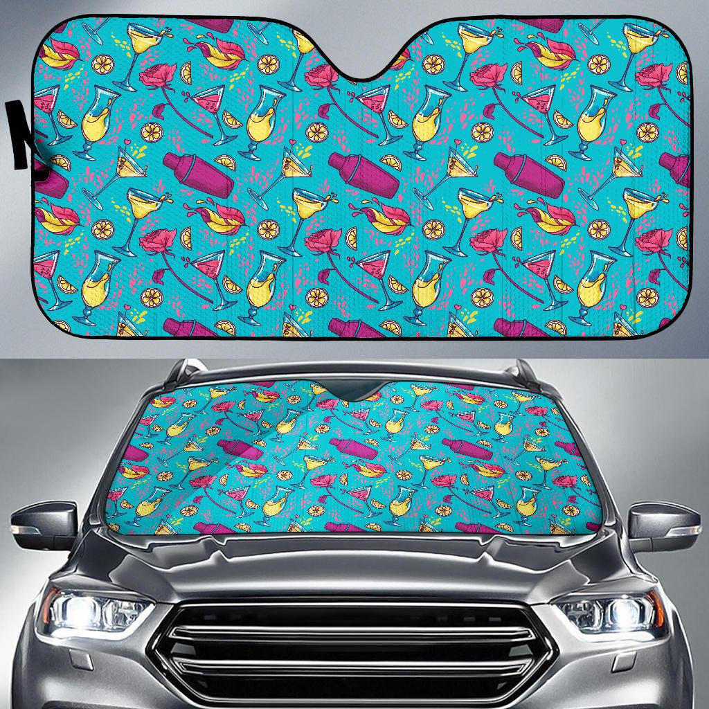 Cocktail Pattern Print Design 03 Car Sun Shade-JORJUNE.COM