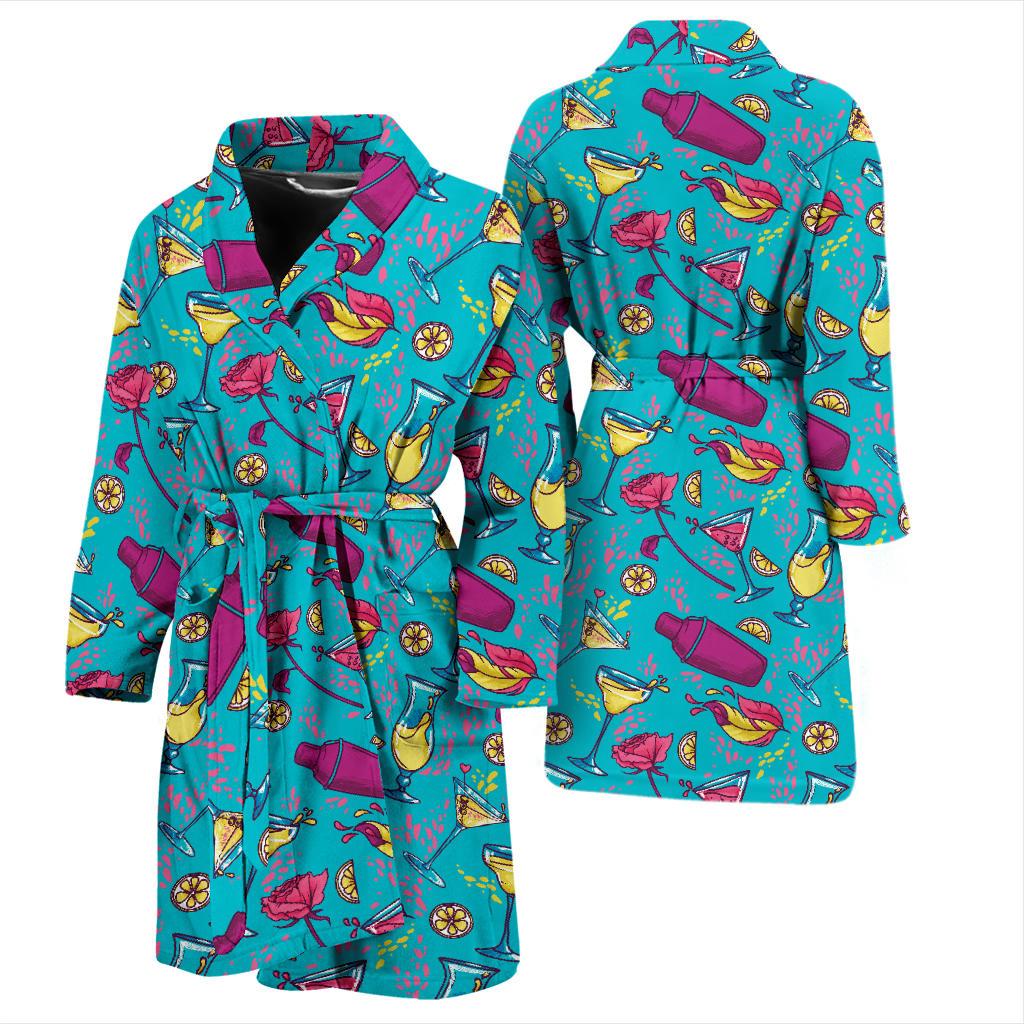Cocktail Pattern Print Design 03 Men Bathrobe-JORJUNE.COM