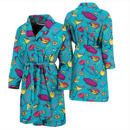 Cocktail Pattern Print Design 03 Men Bathrobe-JORJUNE.COM