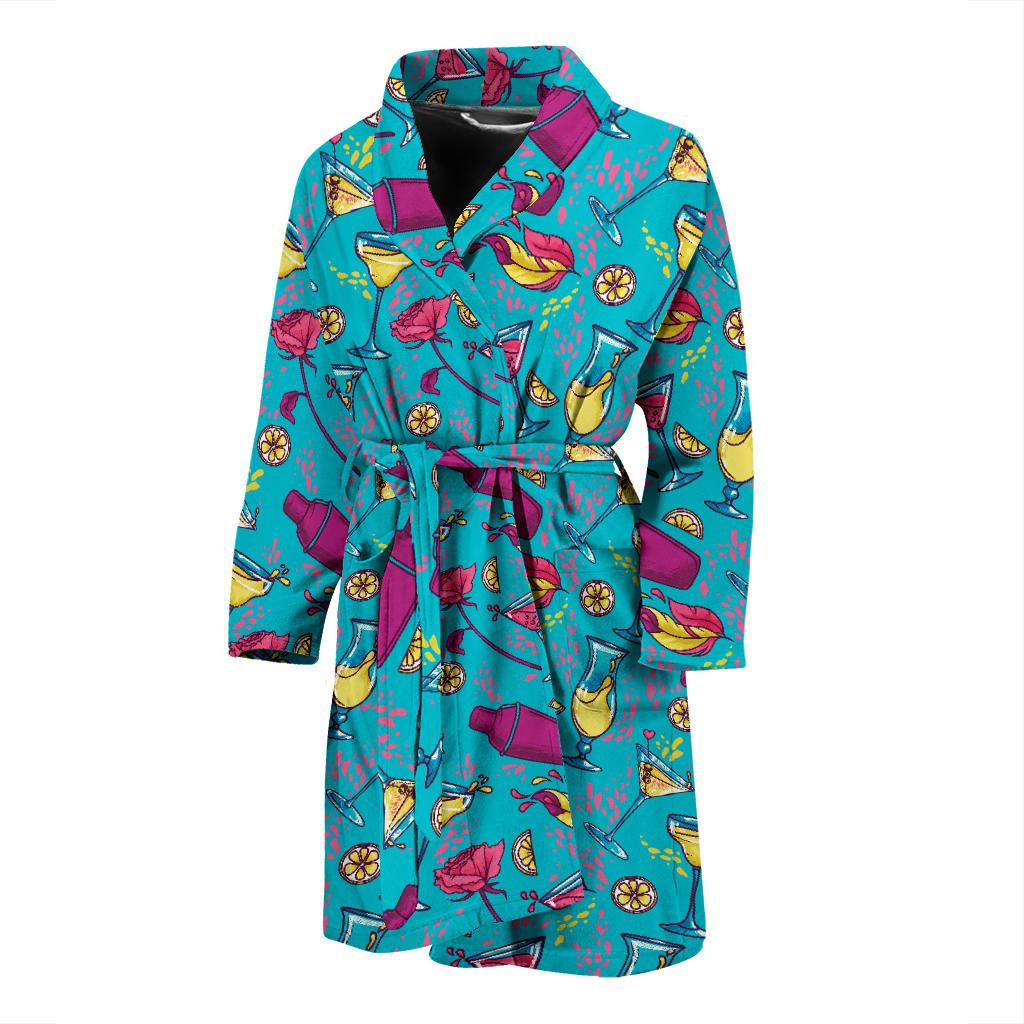 Cocktail Pattern Print Design 03 Men Bathrobe-JORJUNE.COM