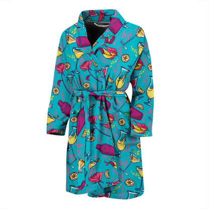 Cocktail Pattern Print Design 03 Men Bathrobe-JORJUNE.COM