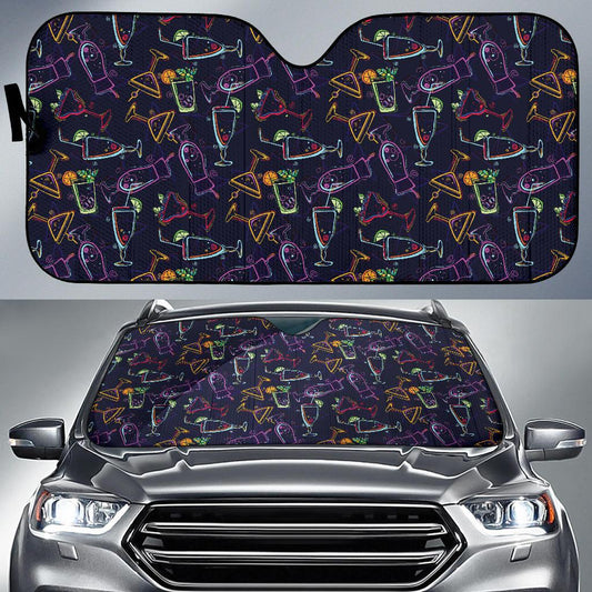 Cocktail Pattern Print Design 04 Car Sun Shade-JORJUNE.COM