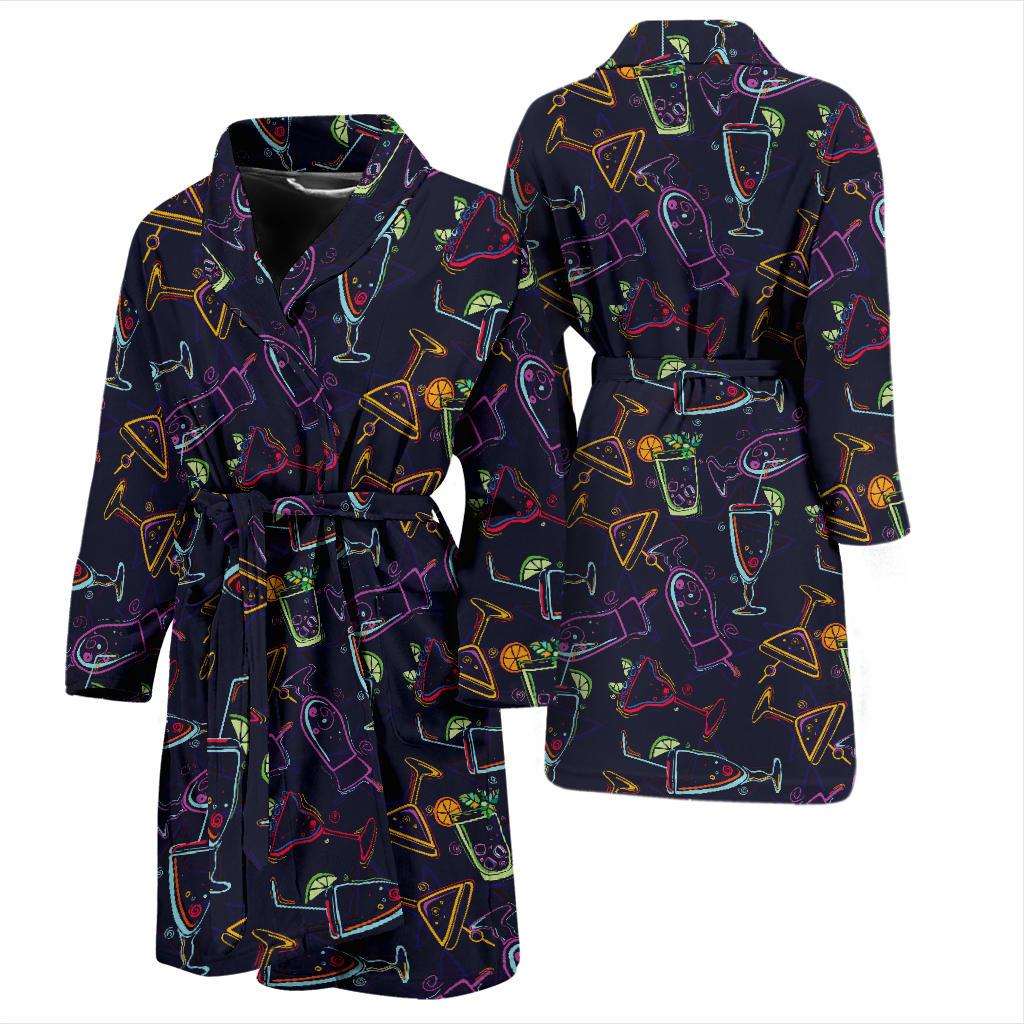Cocktail Pattern Print Design 04 Men Bathrobe-JORJUNE.COM