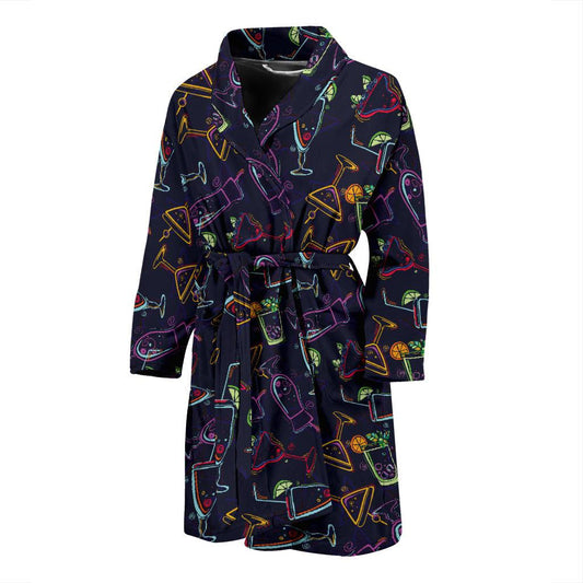 Cocktail Pattern Print Design 04 Men Bathrobe-JORJUNE.COM