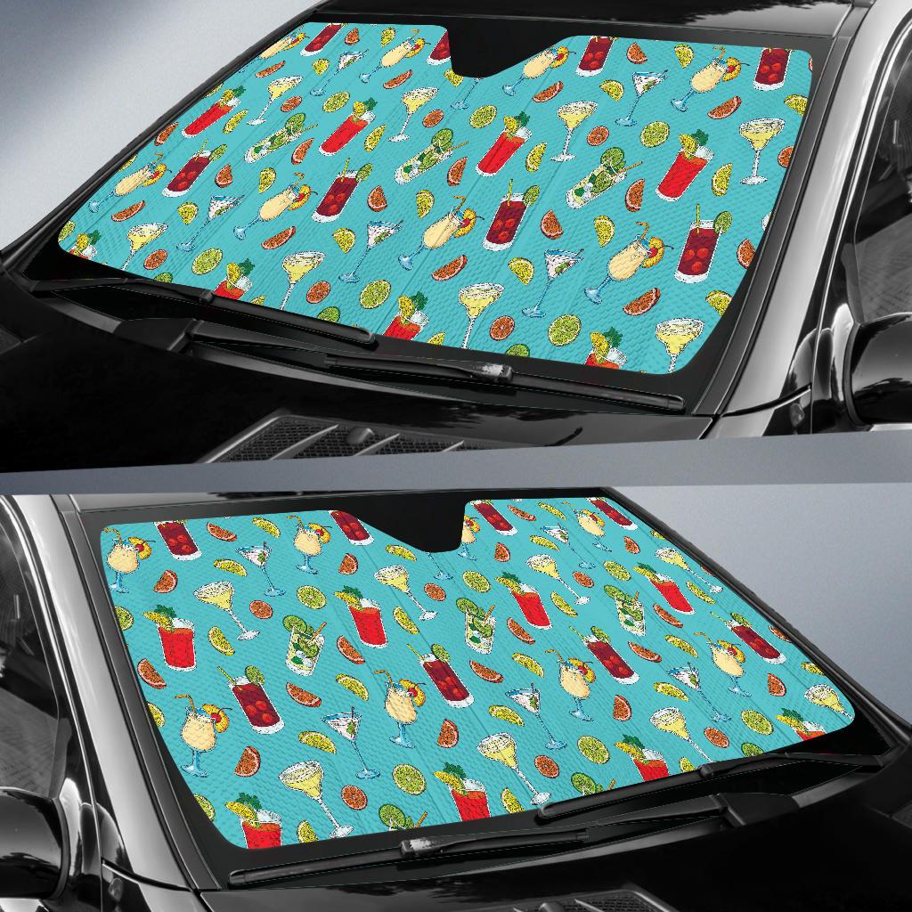 Cocktail Pattern Print Design 05 Car Sun Shade-JORJUNE.COM