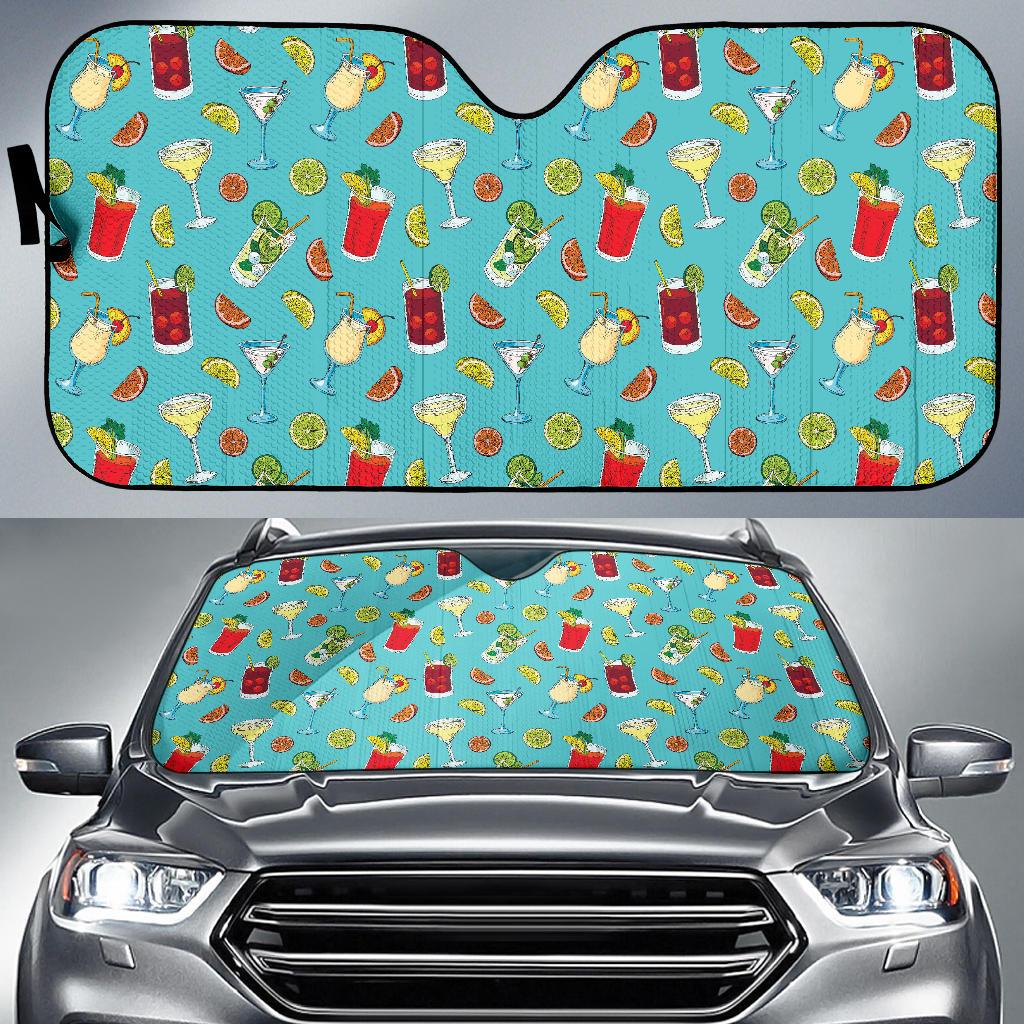 Cocktail Pattern Print Design 05 Car Sun Shade-JORJUNE.COM