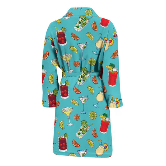 Cocktail Pattern Print Design 05 Men Bathrobe-JORJUNE.COM