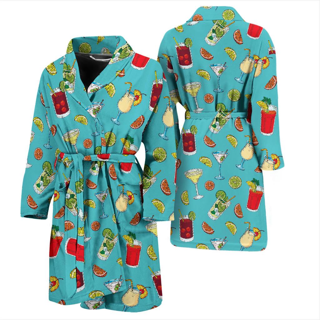 Cocktail Pattern Print Design 05 Men Bathrobe-JORJUNE.COM