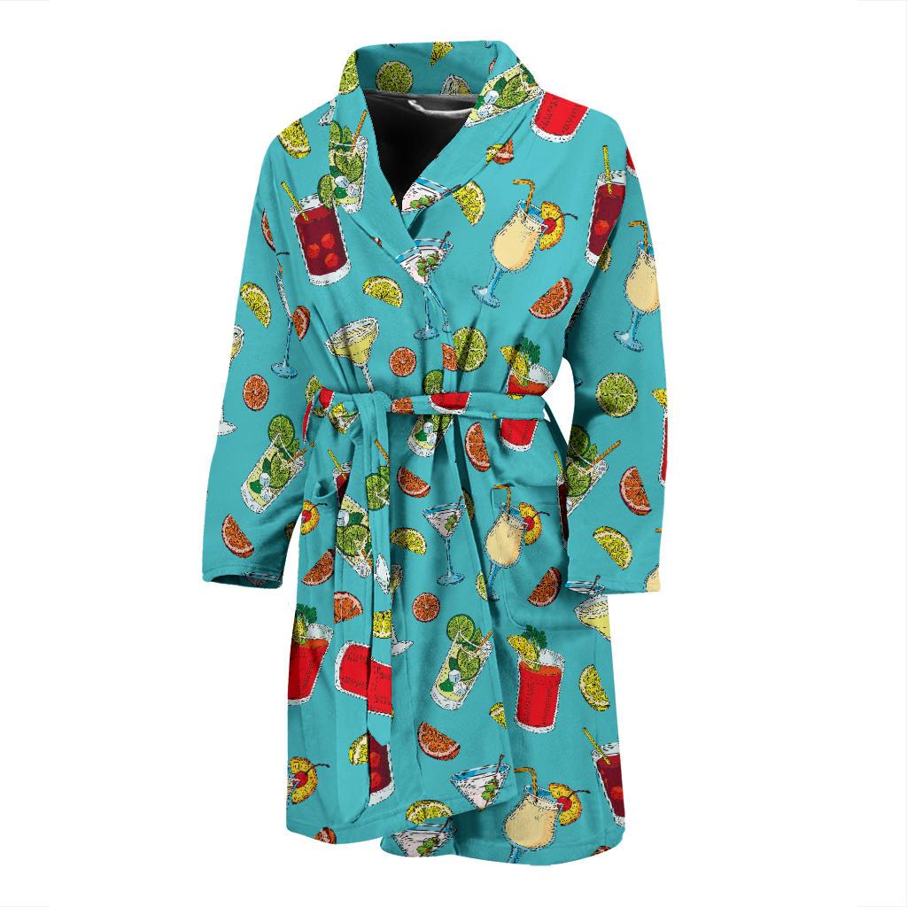 Cocktail Pattern Print Design 05 Men Bathrobe-JORJUNE.COM