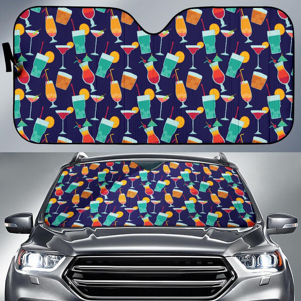 Cocktail Pattern Print Design 06 Car Sun Shade-JORJUNE.COM