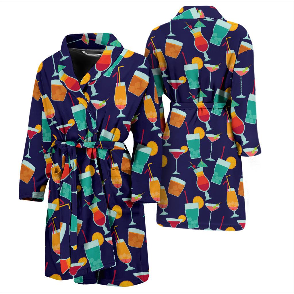 Cocktail Pattern Print Design 06 Men Bathrobe-JORJUNE.COM