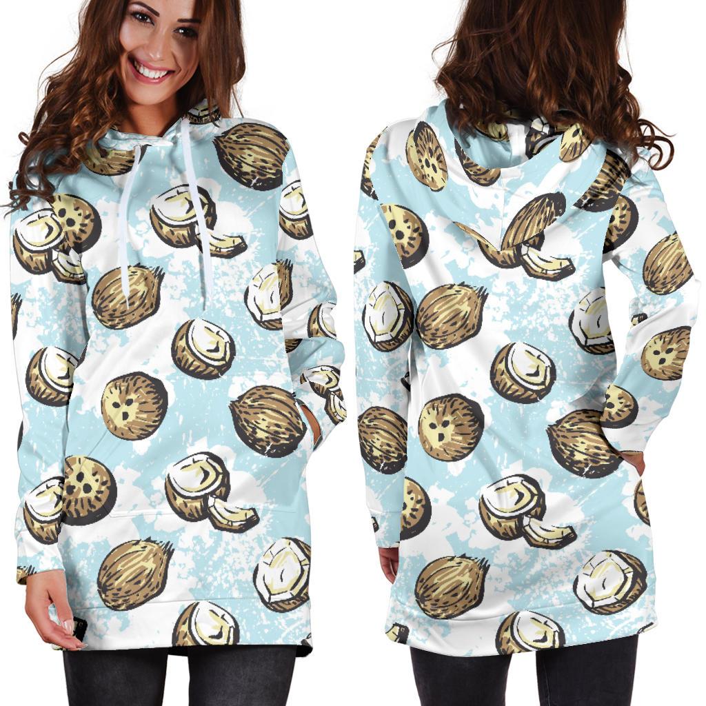 Coconut Pattern Print Design CN01 Women Hoodie Dress