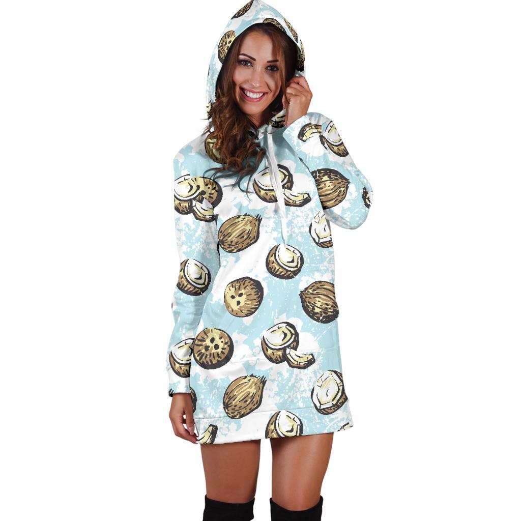 Coconut Pattern Print Design CN01 Women Hoodie Dress