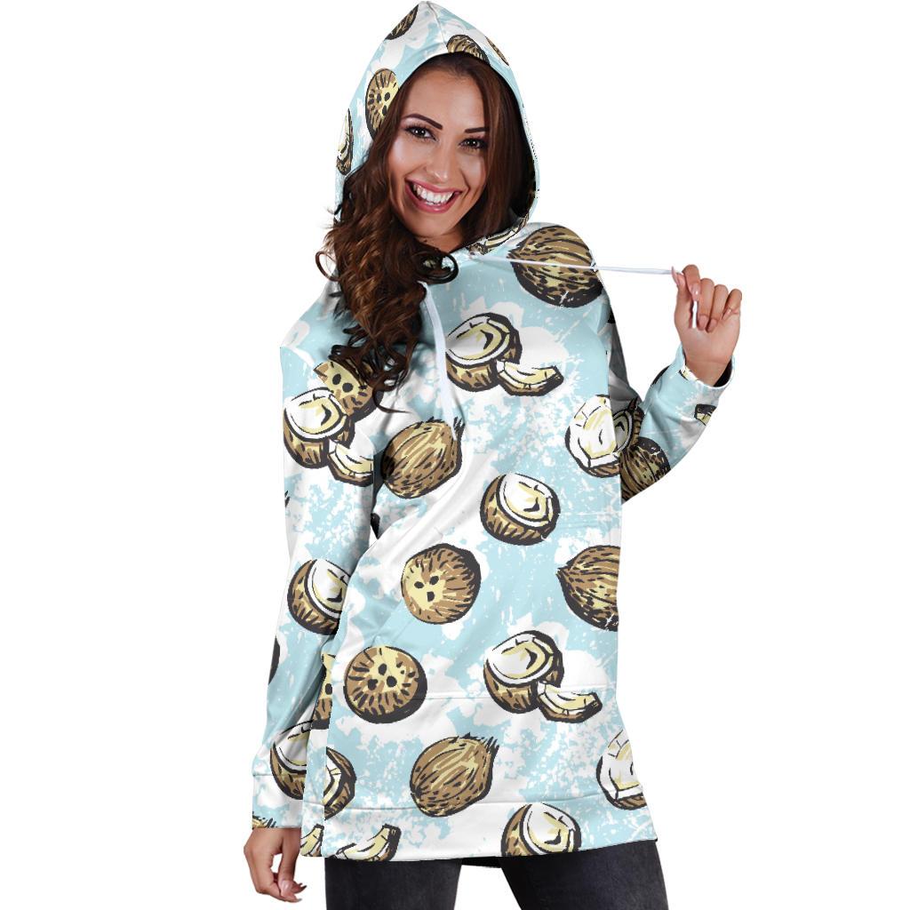 Coconut Pattern Print Design CN01 Women Hoodie Dress
