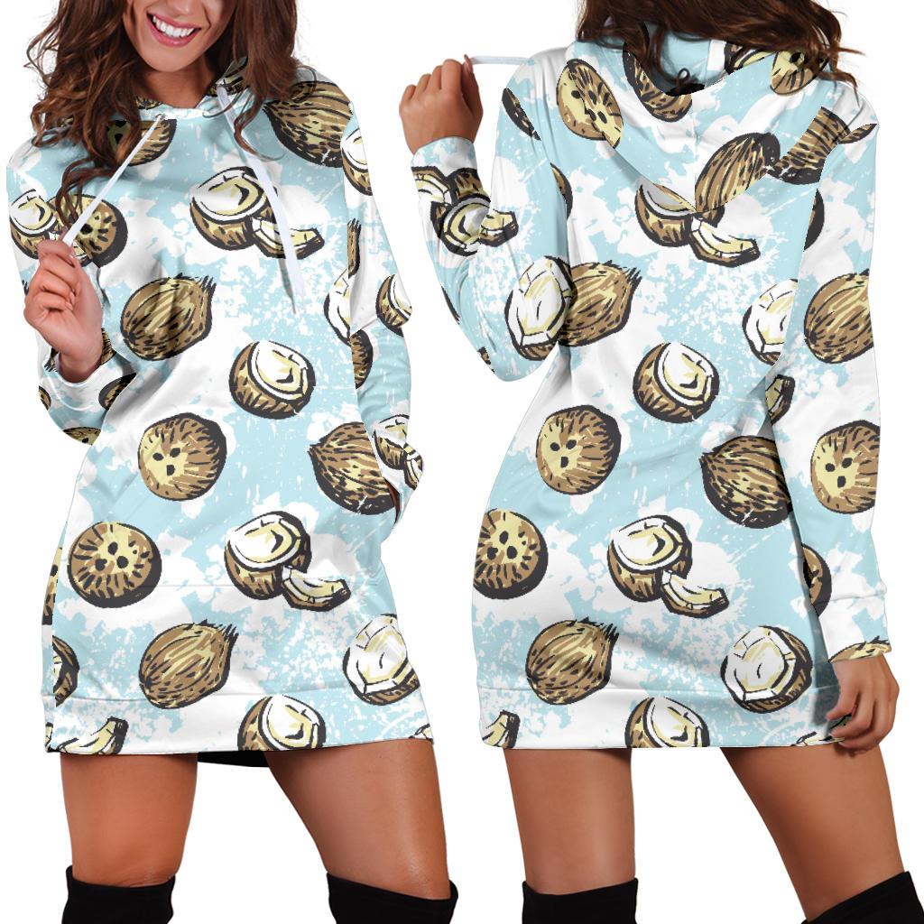 Coconut Pattern Print Design CN01 Women Hoodie Dress