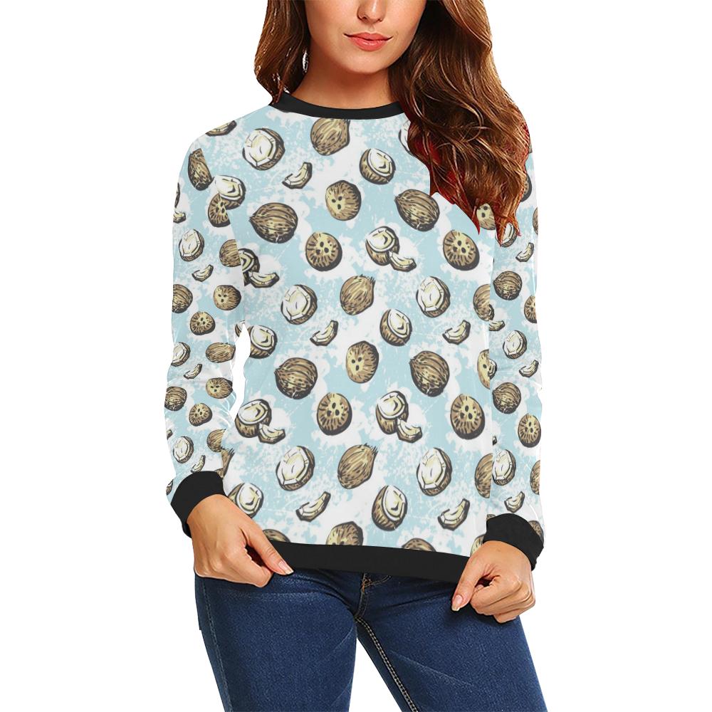 Coconut Pattern Print Design CN01 Women Long Sleeve Sweatshirt-JorJune
