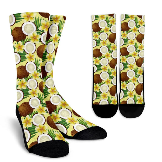 Coconut Pattern Print Design CN02 Crew Socks-JORJUNE.COM