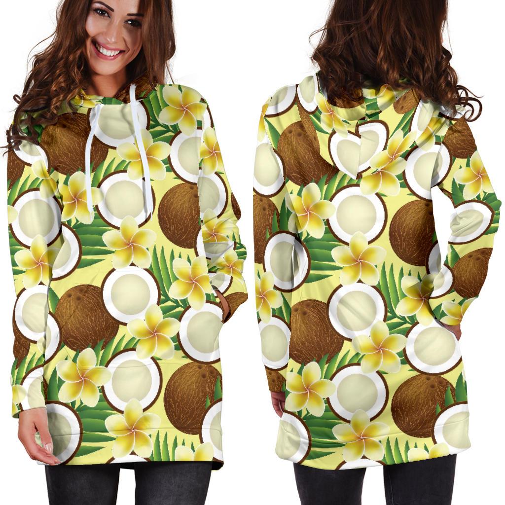 Coconut Pattern Print Design CN02 Women Hoodie Dress