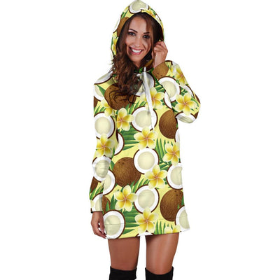 Coconut Pattern Print Design CN02 Women Hoodie Dress