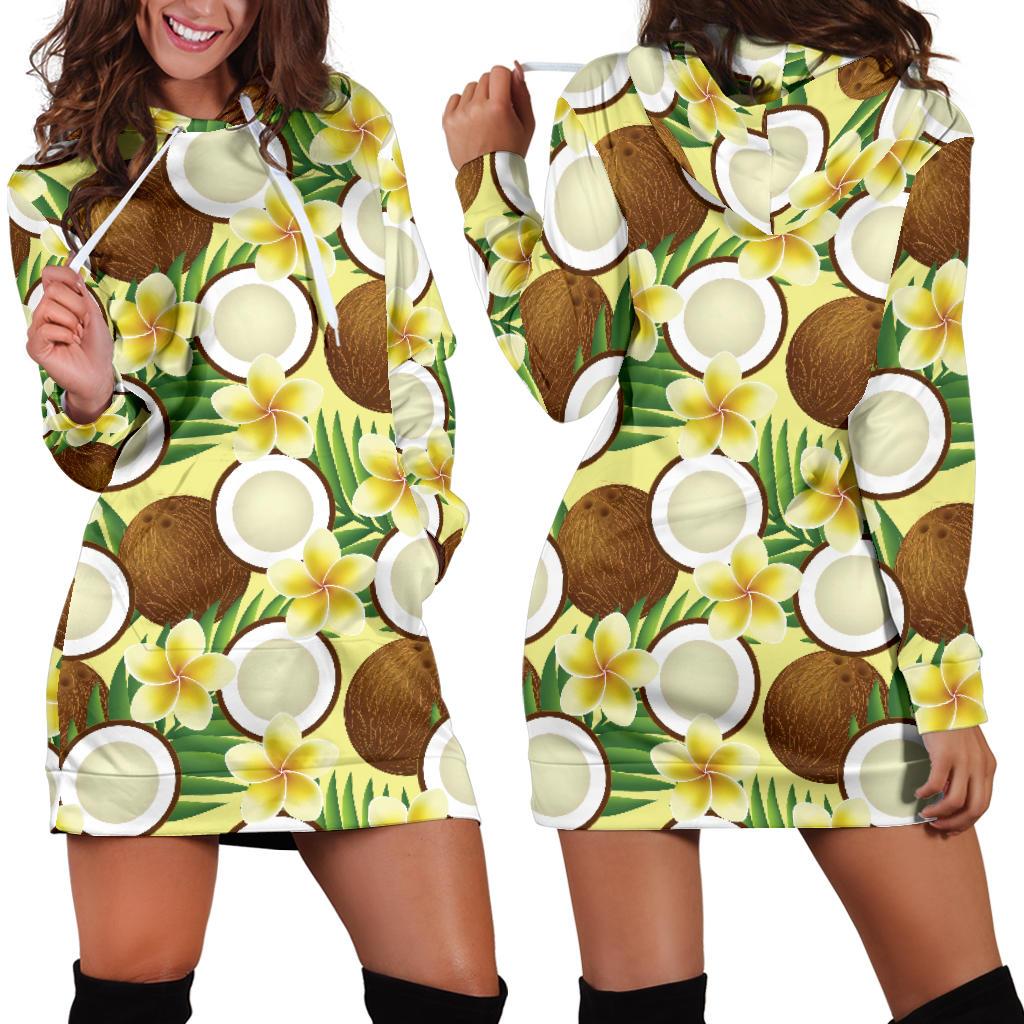 Coconut Pattern Print Design CN02 Women Hoodie Dress