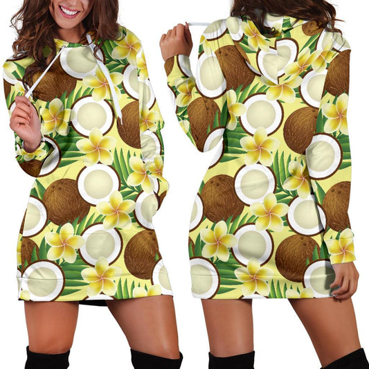 Coconut Pattern Print Design CN02 Women Hoodie Dress