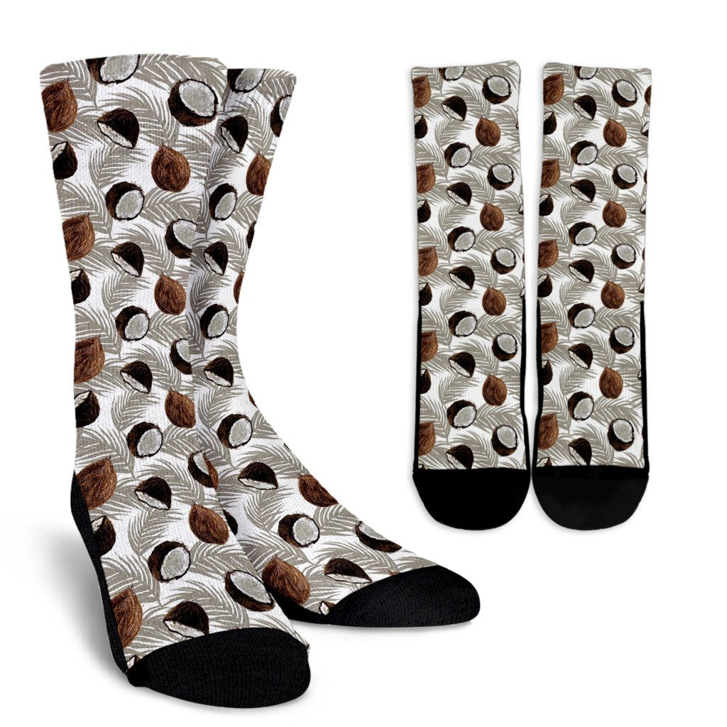 Coconut Pattern Print Design CN03 Crew Socks-JORJUNE.COM