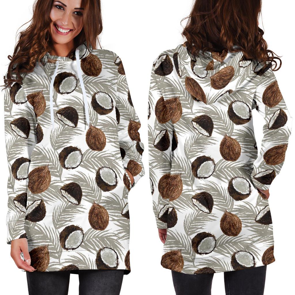 Coconut Pattern Print Design CN03 Women Hoodie Dress