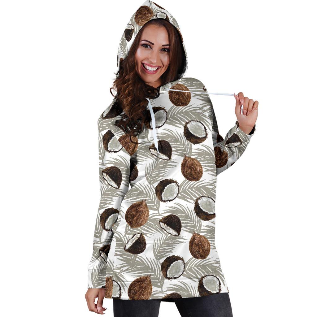Coconut Pattern Print Design CN03 Women Hoodie Dress